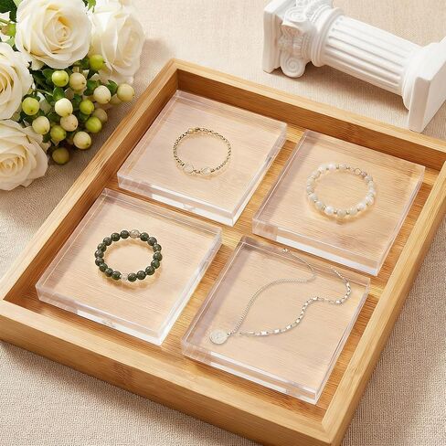 4 PCS Acrylic Display Blocks 6 x 6 x 1 Inches Clear Polished Acrylic Cube Riser Square Base Stand Solid Pedestal Stand for Jewelry, Rings, Trophies, Food and Collectibles Display in Kuwait