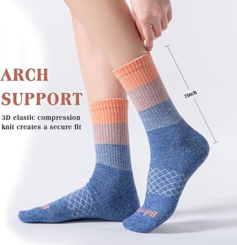 Womens Colorful Cushioned Athletic Running Crew Socks Breathable Wicking Comfort Hiking Socks 4 Pairs in Saudi Arabia