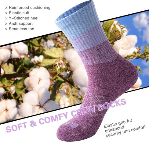 Womens Colorful Cushioned Athletic Running Crew Socks Breathable Wicking Comfort Hiking Socks 4 Pairs in Saudi Arabia