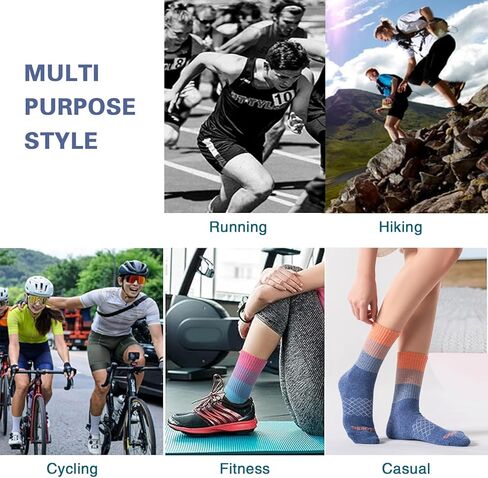Womens Colorful Cushioned Athletic Running Crew Socks Breathable Wicking Comfort Hiking Socks 4 Pairs in Saudi Arabia