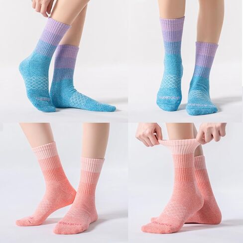 Womens Colorful Cushioned Athletic Running Crew Socks Breathable Wicking Comfort Hiking Socks 4 Pairs in Saudi Arabia
