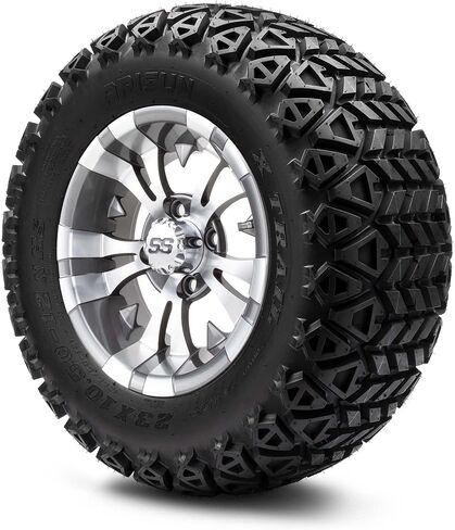 MODZ® Vampire Glossy Black 12" Golf Cart Wheels and Arisun X-Trail (23x10-12) DOT All-Terrain Golf Cart Tires Combo - Set of 4 in Saudi Arabia