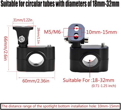 Motorcycle Spotlight Bracket, Adjustable Light Bar Mounting Holder for Driving Fog Lights, Tube Clamp Mounting Bracket Fit 0.7"-1.25" ATV UTV Roll Bar (2 Pcs) in Kuwait