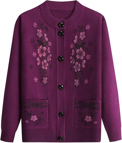 سترات UPGENT Grandma Fleece House مع جيوب كبيرة، سويت شيرت دافئ دافئ، سترات صوفية، معطف علوي للأم القديمة (وردي، صوف، مقاس XX-Large) in Kuwait