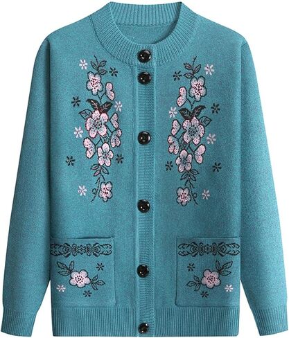 سترات UPGENT Grandma Fleece House مع جيوب كبيرة، سويت شيرت دافئ دافئ، سترات صوفية، معطف علوي للأم القديمة (وردي، صوف، مقاس XX-Large) in Kuwait