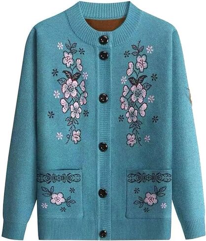 سترات UPGENT Grandma Fleece House مع جيوب كبيرة، سويت شيرت دافئ دافئ، سترات صوفية، معطف علوي للأم القديمة (وردي، صوف، مقاس XX-Large) in Kuwait