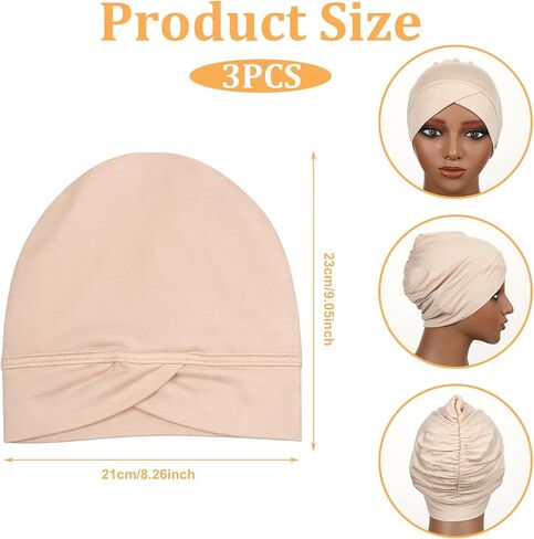 3 PCS Hijab Undercap Non Slip Hijab-Cap Under Caps for Hijabs Under Scarf Undercap for Women White, Black, Beige in Saudi Arabia