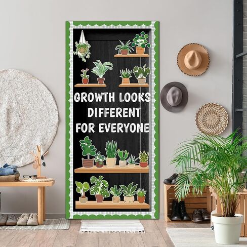 77 Pcs Spring Greenery Classroom Bulletin Board Decoration Potted Plant Bulletin Board Set Greenery Inspirational Classroom Decor Motivational Plant Bookshelf Cutout for Back to School Home Wall Decor in Saudi Arabia