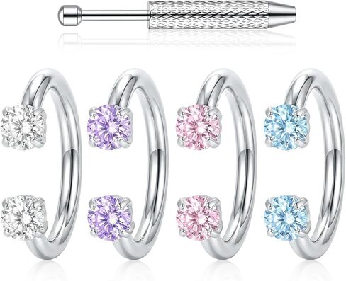 مجموعة حلقات أنف على شكل حدوة حصان، 5 قطع، حلقات أنف على شكل حدوة حصان 16 جرام 8 مم للنساء، حلقات أنف على شكل حدوة حصان للنساء مناسبة للأنشطة النهارية، والمناسبات المسائية، والإعدادات الاحترافية in Kuwait