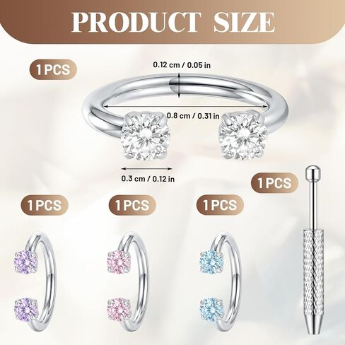 مجموعة حلقات أنف على شكل حدوة حصان، 5 قطع، حلقات أنف على شكل حدوة حصان 16 جرام 8 مم للنساء، حلقات أنف على شكل حدوة حصان للنساء مناسبة للأنشطة النهارية، والمناسبات المسائية، والإعدادات الاحترافية in Kuwait