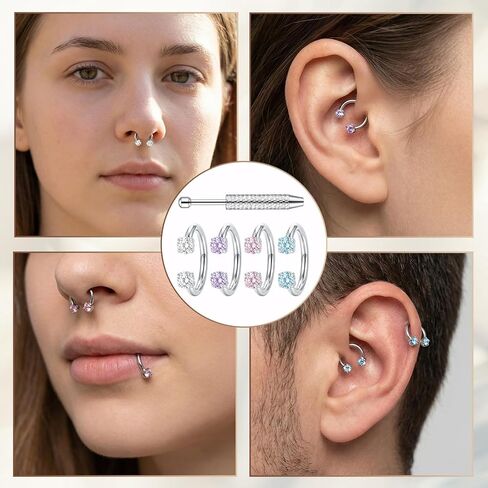 مجموعة حلقات أنف على شكل حدوة حصان، 5 قطع، حلقات أنف على شكل حدوة حصان 16 جرام 8 مم للنساء، حلقات أنف على شكل حدوة حصان للنساء مناسبة للأنشطة النهارية، والمناسبات المسائية، والإعدادات الاحترافية in Kuwait