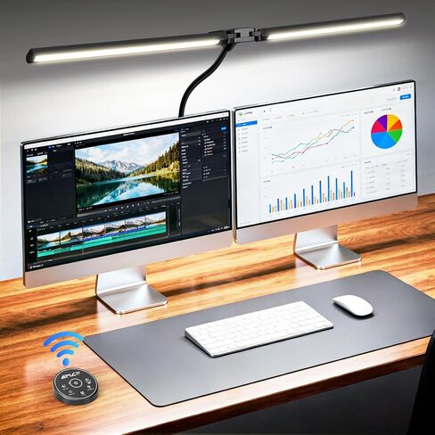 مصباح مكتب LED للمكتب المنزلي، مصباح معماري للعناية بالعين مع مشبك، ضوء كمبيوتر خافت بدون خطوات لشاشة مزدوجة، وضع إضاءة قابل للتعديل بـ 5 ألوان، ضوء طاولة عمل للصياغة والدراسة in Kuwait