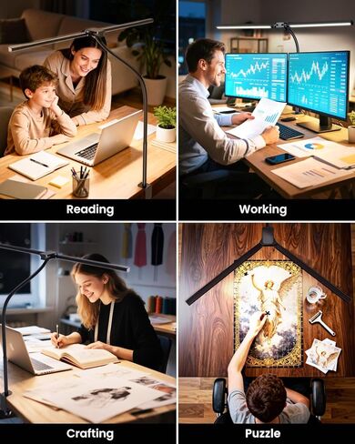 مصباح مكتب LED للمكتب المنزلي، مصباح معماري للعناية بالعين مع مشبك، ضوء كمبيوتر خافت بدون خطوات لشاشة مزدوجة، وضع إضاءة قابل للتعديل بـ 5 ألوان، ضوء طاولة عمل للصياغة والدراسة in Kuwait