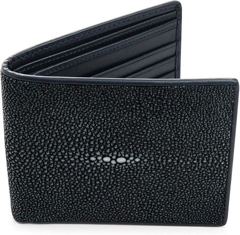 Dark Blue Genuine Polished Stingray Leather Men's Wallet in Saudi Arabia