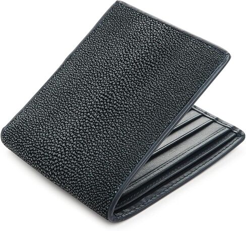 Dark Blue Genuine Polished Stingray Leather Men's Wallet in Saudi Arabia