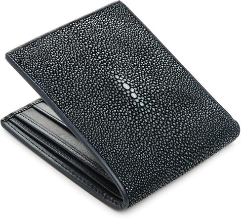 Dark Blue Genuine Polished Stingray Leather Men's Wallet in Saudi Arabia