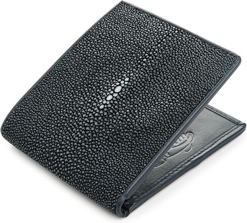 Dark Blue Genuine Polished Stingray Leather Men's Wallet in Saudi Arabia