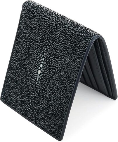 Dark Blue Genuine Polished Stingray Leather Men's Wallet in Saudi Arabia