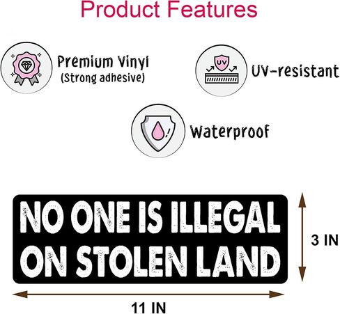 11x3inch(3Pcs) - NO ONE is Illegal ON Stolen Land Bumper Sticker - NO ONE is Illegal ON Stolen Land Sticker - Funny Sticker in Saudi Arabia