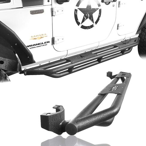 Hooke Road Wrangler JK Running Boards 4 Door Tube Side Steps Nerf Bar for 2007-2018 Jeep Wrangler JK Unlimited 4 Doors Only (Textured Black Heavy Duty) in Saudi Arabia