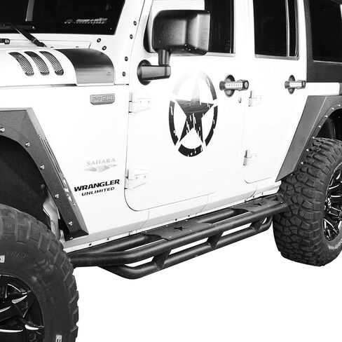 Hooke Road Wrangler JK Running Boards 4 Door Tube Side Steps Nerf Bar for 2007-2018 Jeep Wrangler JK Unlimited 4 Doors Only (Textured Black Heavy Duty) in Saudi Arabia