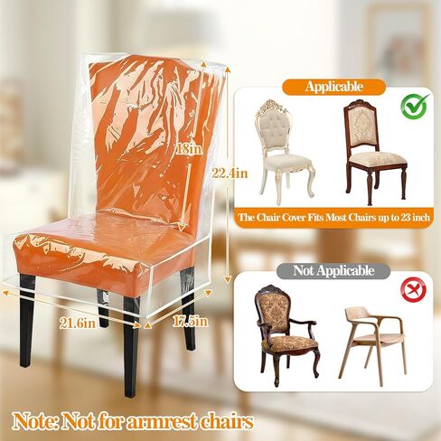 4 قطع من أغطية كراسي الطعام البلاستيكية الشفافة مع مساند الظهر - واقيات كراسي PVC سميكة مقاومة للماء، أغطية مقاعد لغرفة الطعام/المطبخ، واقيات ضد الماء والغبار وشعر الحيوانات الأليفة والخدوش المخالب in Kuwait