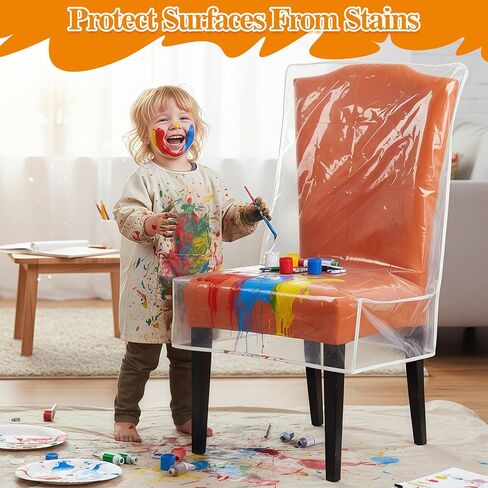 4 قطع من أغطية كراسي الطعام البلاستيكية الشفافة مع مساند الظهر - واقيات كراسي PVC سميكة مقاومة للماء، أغطية مقاعد لغرفة الطعام/المطبخ، واقيات ضد الماء والغبار وشعر الحيوانات الأليفة والخدوش المخالب in Kuwait