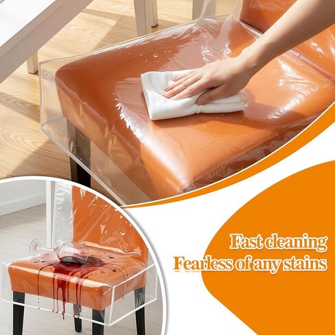 4 قطع من أغطية كراسي الطعام البلاستيكية الشفافة مع مساند الظهر - واقيات كراسي PVC سميكة مقاومة للماء، أغطية مقاعد لغرفة الطعام/المطبخ، واقيات ضد الماء والغبار وشعر الحيوانات الأليفة والخدوش المخالب in Kuwait