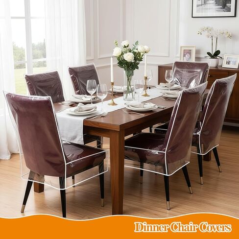 4 قطع من أغطية كراسي الطعام البلاستيكية الشفافة مع مساند الظهر - واقيات كراسي PVC سميكة مقاومة للماء، أغطية مقاعد لغرفة الطعام/المطبخ، واقيات ضد الماء والغبار وشعر الحيوانات الأليفة والخدوش المخالب in Kuwait