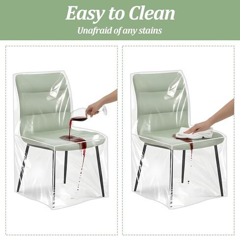 6 Pack Chair Covers for Dining Chairs, Plastic Chair Covers Clear Waterproof Seat Protectors, Keep Your Chair Away from Water Dust Stain and Pet Claws - 21" L x 20" W x 22" H in Saudi Arabia