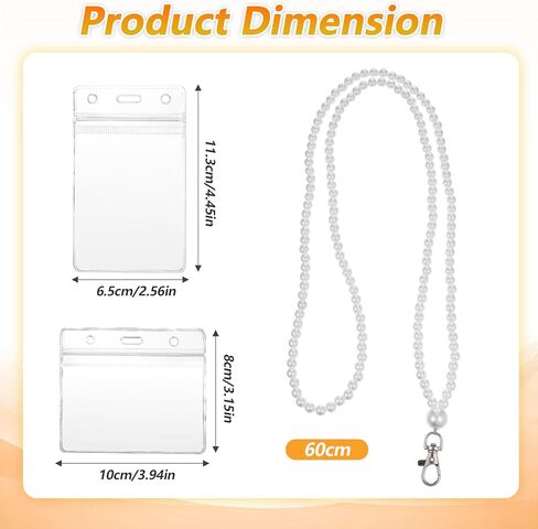 حبل اللؤلؤ الأبيض للنساء، حامل شارة الهوية من اللؤلؤ الصناعي الأكريليك مع فتحات للبطاقات، حامل حبل للمعلم خفيف الوزن 23 بوصة لبطاقات الهوية وبطاقة الاسم والمفاتيح in Kuwait