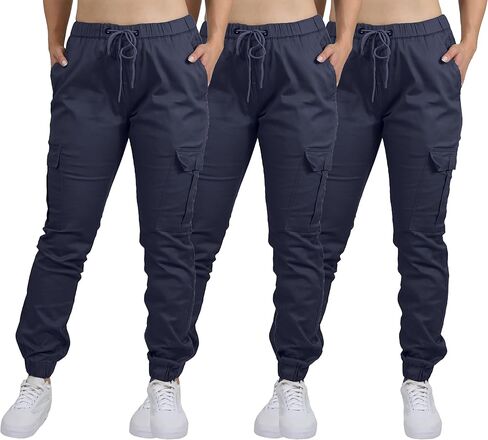 3-Pack Women's Cotton Flex Stretch Cargo Hiking Combat Quick Dry Jogger Pants (Sizes, S-2XL) in Saudi Arabia