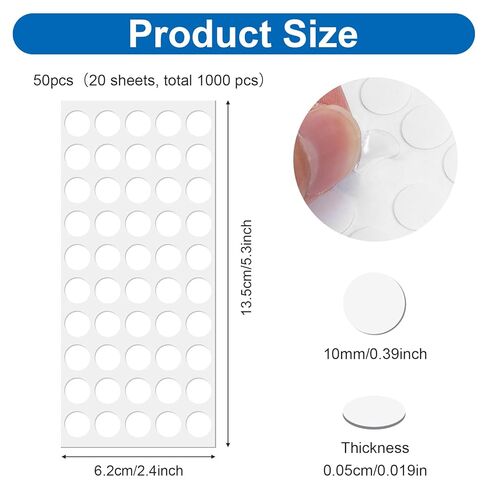 SHENLIU 1000PCS Double Sided Adhesive Dots, 0.4" Clear Removable Sticky Tack Putty No Trace Poster Sticky Dots for Balloons, Wall Hanging, Posters, Crafts, Festival Decoration in Saudi Arabia