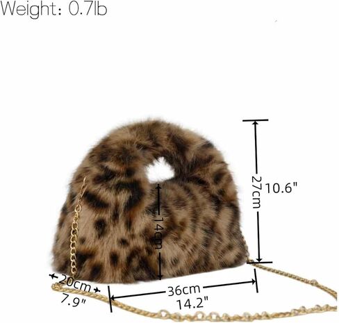 Faux Fur Hobo Handbag Shoulder Bag for Women Trendy Furry Crossbody Purse with Long Chain in Saudi Arabia