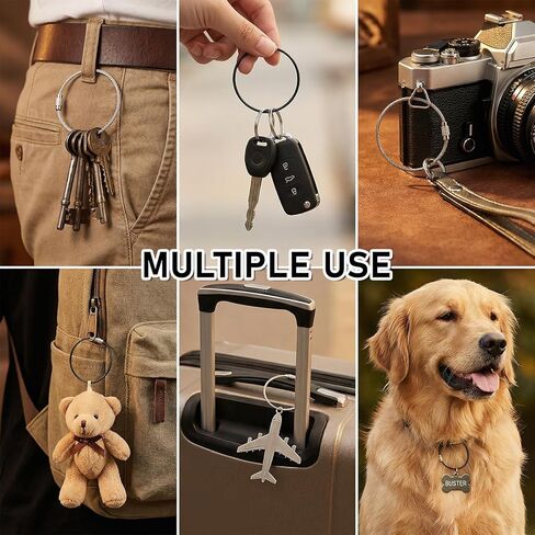 30PCS Wire Keychain Cable, 6 inch Stainless Steel Cables Key Rings, Extendable Wire Keychain Cable, 1.5mm Thick Key Ring Loops Holder for Luggage Tag Loops, ID Keepers, Black & White in Saudi Arabia