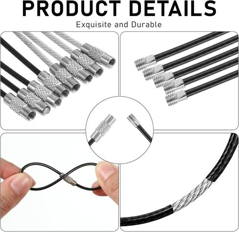 30PCS Wire Keychain Cable, 6 inch Stainless Steel Cables Key Rings, Extendable Wire Keychain Cable, 1.5mm Thick Key Ring Loops Holder for Luggage Tag Loops, ID Keepers, Black & White in Saudi Arabia