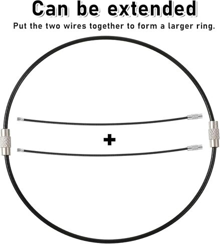 30PCS Wire Keychain Cable, 6 inch Stainless Steel Cables Key Rings, Extendable Wire Keychain Cable, 1.5mm Thick Key Ring Loops Holder for Luggage Tag Loops, ID Keepers, Black & White in Saudi Arabia