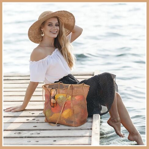 10 Pcs Beach Accessories Set Foldable Straw Hat Mesh Tote Bag Rattan Earrings Vacation Essentials Summer Boho Outfit Women Travel Essentials in Saudi Arabia