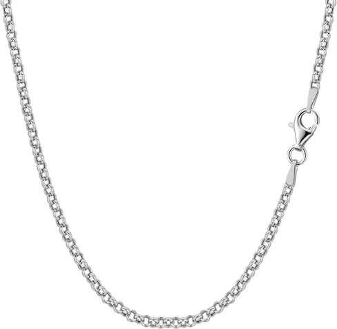 Jewelry Affairs Sterling Silver Rhodium Plated Rolo Chain Necklace, 2.4mm in Saudi Arabia