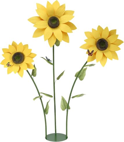 PUIBTOIV 3 قطع عباد الشمس الاصطناعية العملاقة، زخارف زهور كبيرة لحفلات أعياد الميلاد والحدائق والفنادق والمكاتب وديكور المزرعة المنزلية وحفلات الزفاف والمعارض الفنية والمتاجر (أصفر) in Kuwait