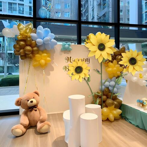 PUIBTOIV 3 قطع عباد الشمس الاصطناعية العملاقة، زخارف زهور كبيرة لحفلات أعياد الميلاد والحدائق والفنادق والمكاتب وديكور المزرعة المنزلية وحفلات الزفاف والمعارض الفنية والمتاجر (أصفر) in Kuwait