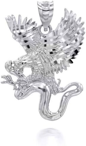Majestic Gold Eagle Pendant with Captured Snake Pendant 925 Sterling Silver in Saudi Arabia