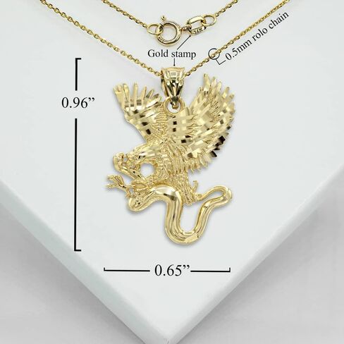Majestic Gold Eagle Pendant with Captured Snake Pendant 925 Sterling Silver in Saudi Arabia