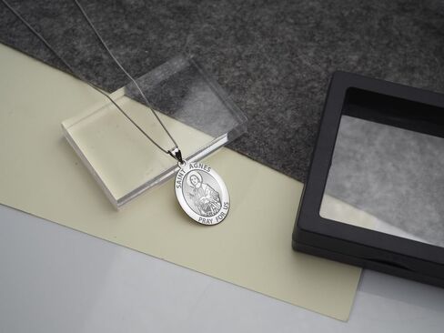 PicturesOnGold.com Saint Agnes of Rome Oval Religious Medal - 14K Yellow or White Gold, or Sterling Silver in Saudi Arabia