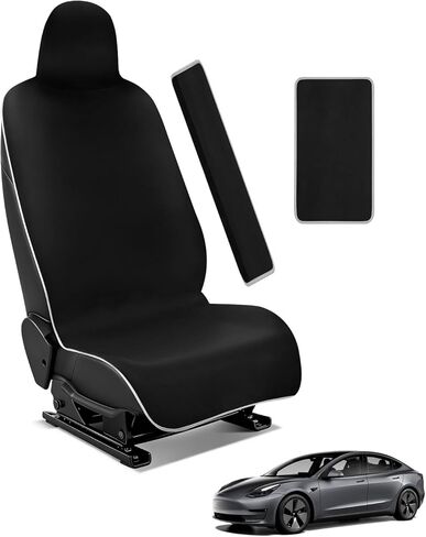 غطاء مقعد السيارة من النيوبرين المقاوم للماء لطراز Tesla Y/3/X/S مع أحزمة أمان ممتدة ومنصات صندوق مسند الذراع، واقي مقعد مقاوم للعرق وغير قابل للانزلاق للجري واليوجا للأطفال وحماية الحيوانات الأليفة (أبيض، 3 قطع) in Kuwait