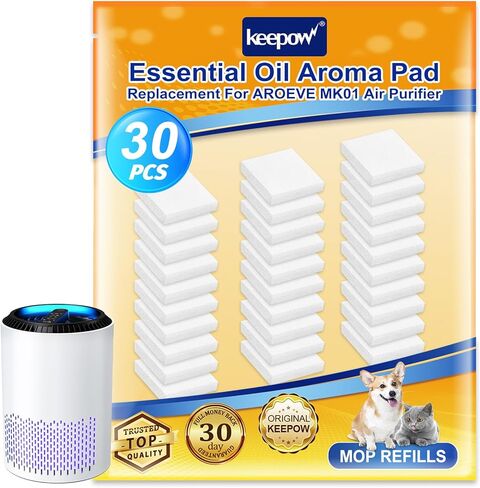 KEEPOW 50 Pack Aroma Pads Replacement Fit for AROEVE MK01 Air Purifier, Essential Oil Pad Replacement in Saudi Arabia
