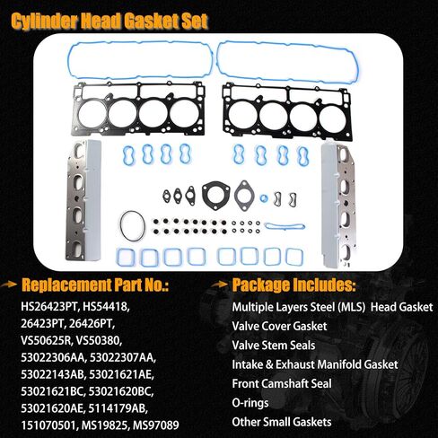 AUCERAMIC HS26423PT Cylinder Head Gasket Set Fit for 2009-2020 Ram 1500 2500 3500 Dodge Challenger Charger Durango Chrysler 300 Aspen 5.7L V8 26426PT in Saudi Arabia