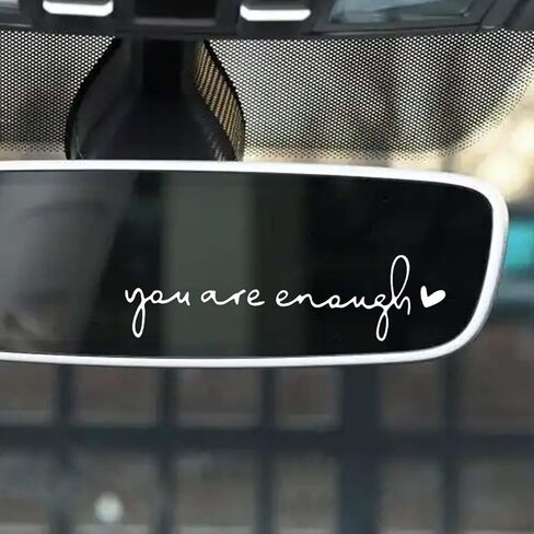 6 PCS You are Enough Mirror Decal- Motivational Rearview Mirror Stickers for Women, Self Love Affirmation Gifts(White) in Saudi Arabia
