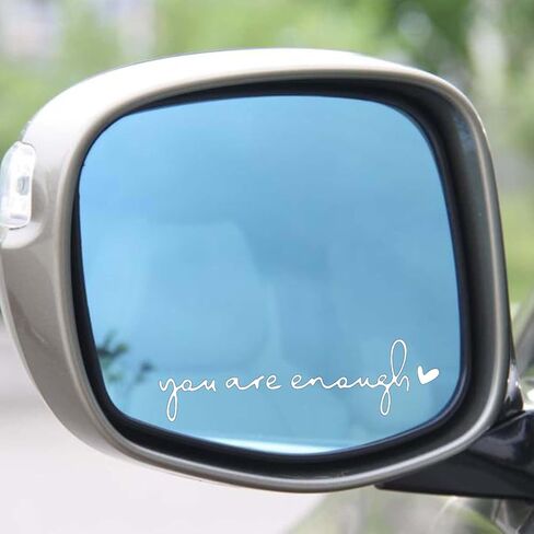 6 PCS You are Enough Mirror Decal- Motivational Rearview Mirror Stickers for Women, Self Love Affirmation Gifts(White) in Saudi Arabia