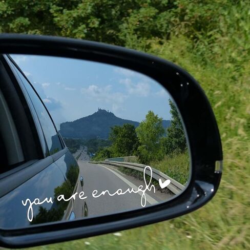 6 PCS You are Enough Mirror Decal- Motivational Rearview Mirror Stickers for Women, Self Love Affirmation Gifts(White) in Saudi Arabia